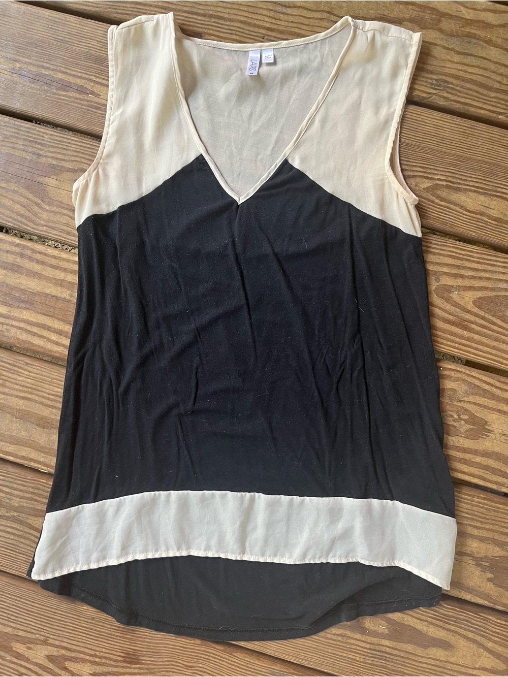 Lapis Cream and Black Lightweight Blouse